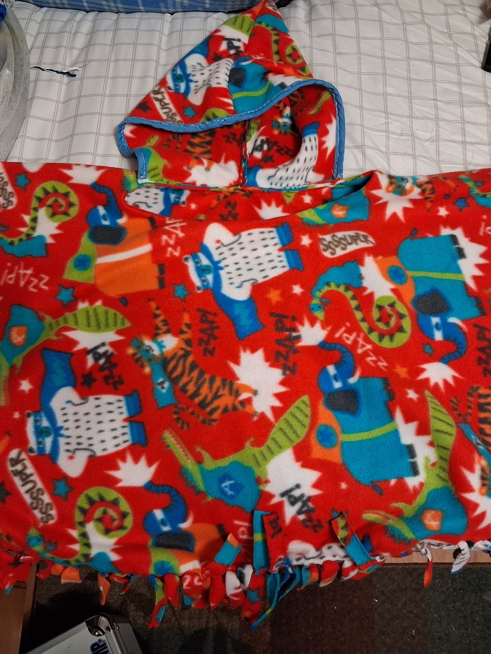⚡ Custom Handmade Fleece Hooded Car Seat Blanket Poncho | Superhero / Size